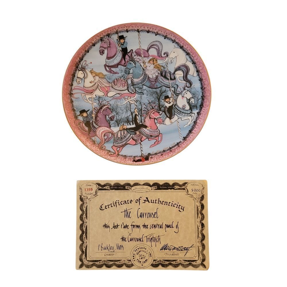 P. BUCKLEY MOSS Carousel Collector's Plate with Certificate 10"
